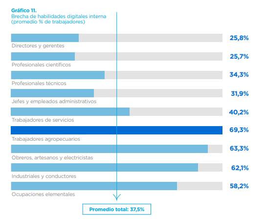 El 38% de los actuales trabajadores de las empresas encuestadas por el estudioTalento Digital en el Perú 2023 no cuentan con las habilidades digitales requeridas para realizar adecuadamente sus funciones.